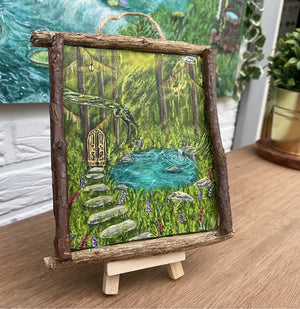 Golden forest painting & twig frame