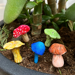 Handmade clay mushrooms 5 pack